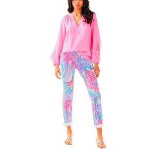 Lilly Pulitzer Callahan Chino Pants Rainbow Print Size 6 Preppy Coastal